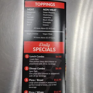 menu