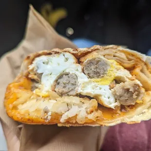 Sausage hash burrito - delish