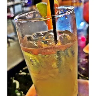 a close up of a drink