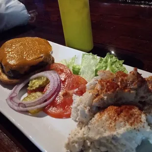 Hamburger and potato salad