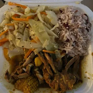 Curry Crab (cabbage and rice and peas) $17 Nov 2022