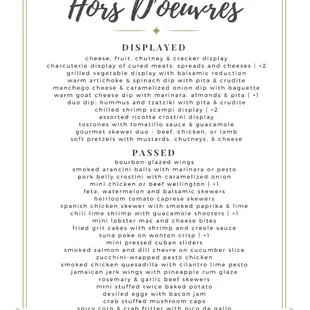 Menu, Perfect Thyme Catering &amp; Event Planning