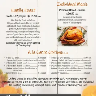 Thanksgiving 2021 Menu