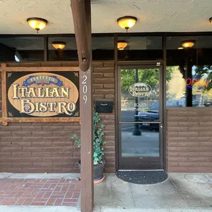 the entrance to the restaurant