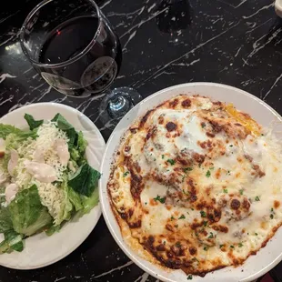 Lovely Merlot, Bolognese Lasagna and Cesar salad