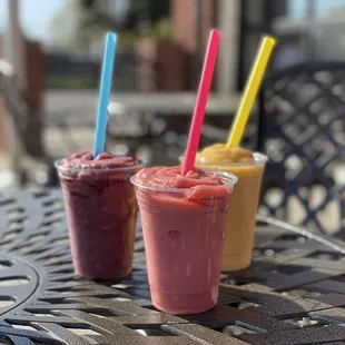 three drinks on a table