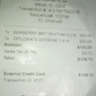 Charge 110.00 for 2 colognes retail stores 25.00 and 30 00