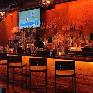 Bar area (there's a vintage filter on the photo but the color is real, couldn't stop staring at the bar)