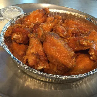 Hot Wings! Enjoy them in BBQ, Mild, Medium, Teriyaki, Garlic Parmesan &amp; Mango Habanero too.