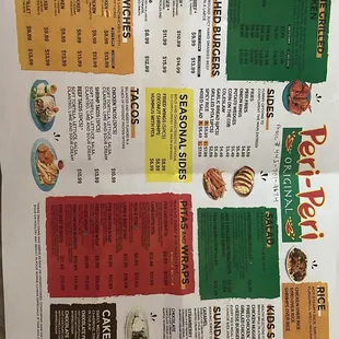 Front of the menu