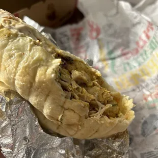 the inside of a burrito