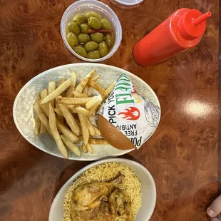 Chicken with Rice and a side of Olives