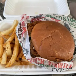 Buffalo Fried Chicken Sandwich and Peri Peri Fries