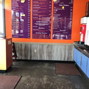the menus on the wall