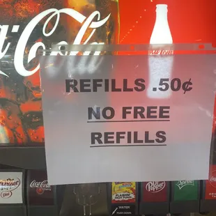 They charge theee bucks for a soda and still want you to pay to get a refill