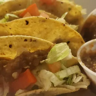 4 pack of shredded beef tacos and salsa.  Always on point.  Some of the best comfort food.  Quick and tasty.