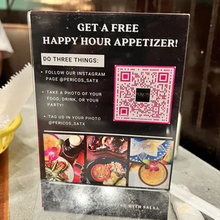 Free perk sign on table.