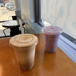 Iced Peridot Coffee &amp; Iced Taro Tea Latte