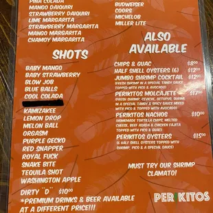 Regular Menu