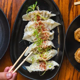 Pork, Chicken, and Vegetable Dumplings. Fried or Steamed options