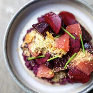 winter beets and citrus salad with miso sunflower