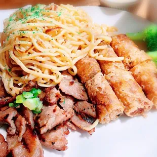 Imperial Rolls and Charbroiled Pork Garlic Noodle