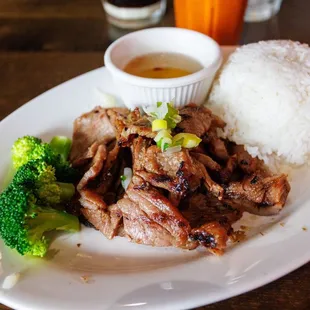 Charbroiled Pork Chops Rice Plate