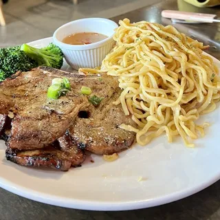 Charbroiled Pork Chops Garlic Noodle