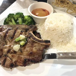 Charbroiled Pork Chops Rice Plate