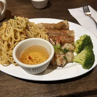 Imperial Rolls and Charbroiled Shrimp Rice Plate