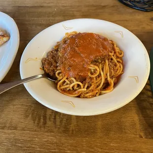 Spaghetti and HOMEMADE meat sauce ... MMMMM MMM