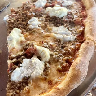 New York Style with ricotta, sausage, and bacon! So good