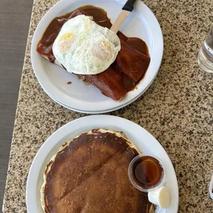 Breakfast Enchiladas and pancake