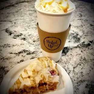 Fresh baked scone and Latte