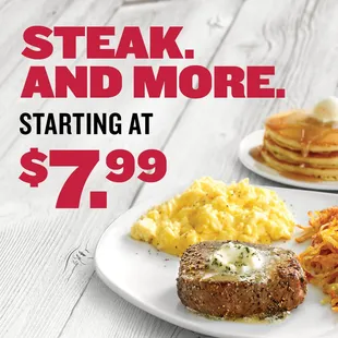 steak and more starting at $ 799