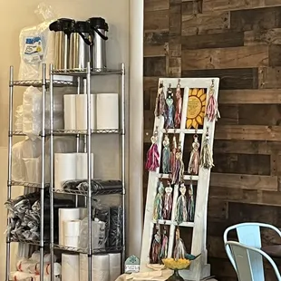 a display of coffee pots