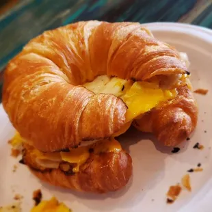 The breakfast sandwich made with turkey on a croissant!