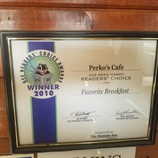 a plaque of the winner