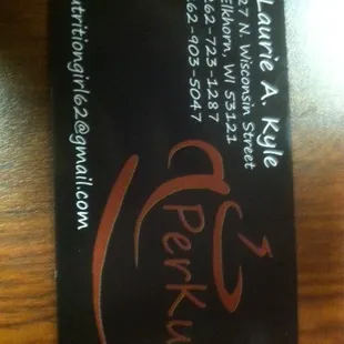 Here is the owner's card.