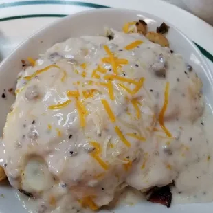 My skillet had lots of yummy veggies and bacon and sausage pieces.  A delicious Valentine's Day brunch.