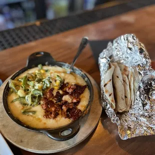 Queso Fundido with Rajas, Corn and Chorizo