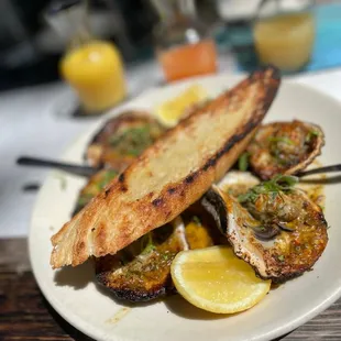 Wood Grilled Oysters , Creole Butter