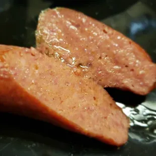 The polish sausage was moist/lean/tasty with no weird grisly fatty chunks. It needs fresh bread and condiments now.