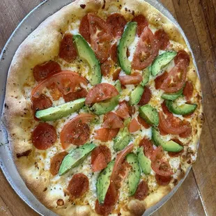 Pepperoni &amp; avocado pizza