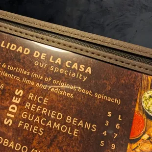 a menu