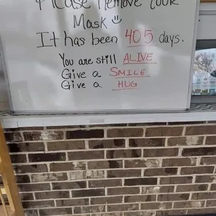 Sign in window of business.