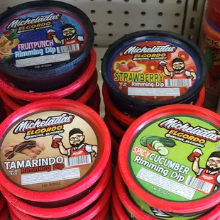 a variety of flavored ice creams
