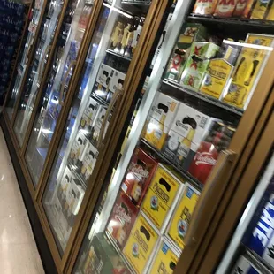 a row of beer coolers