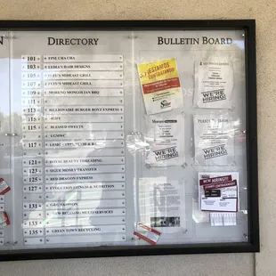 bulletin board on the wall