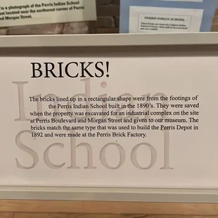Perris Bricks used for Perris Indian Residential school of 1892
